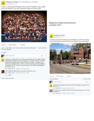Allegheny College Facebook posts
examples. 2013
 