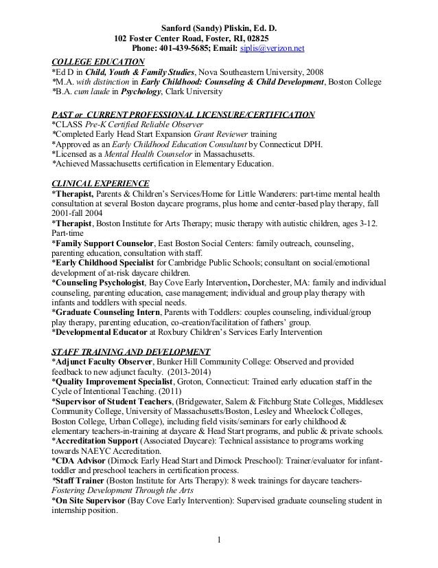 psychology education and training resume
