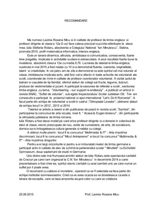 Aranja accent bag seamă model caracterizare elev pentru politie