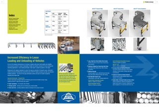As one of the leading manufacturers of conveyor modules with proven build quality and reliability,
we are proud to present a range of expandable, flexible and durable conveyors for loose loading and
unloading applications. Loose loading eliminates ‘dead space’ created by pallets or roll-cages.
Engineered to the highest standards to endure the rigorous demands of despatch areas, distribution
centres and parcel handling hubs around the world, UNI-XU®
flexible conveyors provide cost effective
handling solutions – not only for the large distribution centres but also for smaller companies
requiring only single units.
Improved Performance – Patented Parts
Conveyor Units holds a European Patent for the following parts across its Flexible Conveyor range,
making the UNI-XU® range both unique and superior: -
	Roller Tag Washers – for increased roller retention.
	Floating Leg Bolt – relieving stress and allowing easy manoeuvrability.
	Fixed Lower Axle – providing additional rigidity and strength to the conveyor structure.
Increased Efficiency in Loose
Loading and Unloading of Vehicles
UNI-XU®
Powered Roller	 6
Expandable Conveyor
UNI-XU®
Gravity Roller	 8
Expandable Conveyor
UNI-XU®
Gravity Skatewheel	 10
Expandable Conveyor
UNI-XU®
LITE™	 11
Expandable Conveyor
Index
4 54 7 Flexible Conveyor
1	Large, Bright Zinc Plated Welded Steel Handles
	 Positive grip points for safe and easy manoeuvring
	 of the conveyor.
2	Reinforced, Ribbed Zinc Plated Steel Side Plates
	 Fully bolted design without rivets. Roller retaining
	 tag washers.
3	Additional Strength
	 Structural support across width with lower fixed axles. 	
	 Heavy duty square tubing leg frames with bracing.
	Fully Adjustable Support Legs
	 These provide a ‘top of roller’ working height from:-
	 Powered Roller Expandable Conveyor
	 790mm to 1080mm as standard.
	 Gravity Expandable Conveyor
	 750mm to 1035mm as standard.
	 Gravity Skatewheel Expandable Conveyor
	 750mm to 1040mm as standard.
	 UNI-XU® LITE™
	 580mm to 865mm as standard.
	Increases Materials Handling Efficiencies
	 Up to 50% increased efficiencies in loose loading /
	 unloading of vehicle trailers, offering rapid return
	 on investments.
	Conforms to Health and Safety Standards
	 All steel electrical control cabinets sealed to IP55
	 standard. CE Compliant.
	Highly Mobile, Extremely Flexible and Easy to Store
	 Quickly manoeuvred, stretched and positioned on
	 braked swivel castors in seconds. Available up to 25m,
	 and it compacts to a 1/3 of its size when not in use.
Specification
Type	 Load	 Conveyor	 Roller
		 per linear metre*	 Widths	 Diameter
	Powered	 150kg	 450, 600,	 40mm
		 	 750 or
			 900mm
Gravity	 250kg	 450, 600,	 40mm
			 750 or
			 900mm
Gravity	 300kg	 450, 600,	 Skatewheel
Skatewheel	 	 750 or	 49mm
			 900mm
Lite™	 80kg	 300, 400,	 48mm
			 500 or
			 600mm
*Based on level working height.
We have also gained a reputation for
supplying high quality competitively priced
rollers and spares to all aspects of the
material handling industry. Our products
are used by blue-chip companies in the
UK and throughout Europe.
1 2 3
UNI-XU® Powered Roller UNI-XU® Gravity Roller UNI-XU® Gravity Skatewheel
 