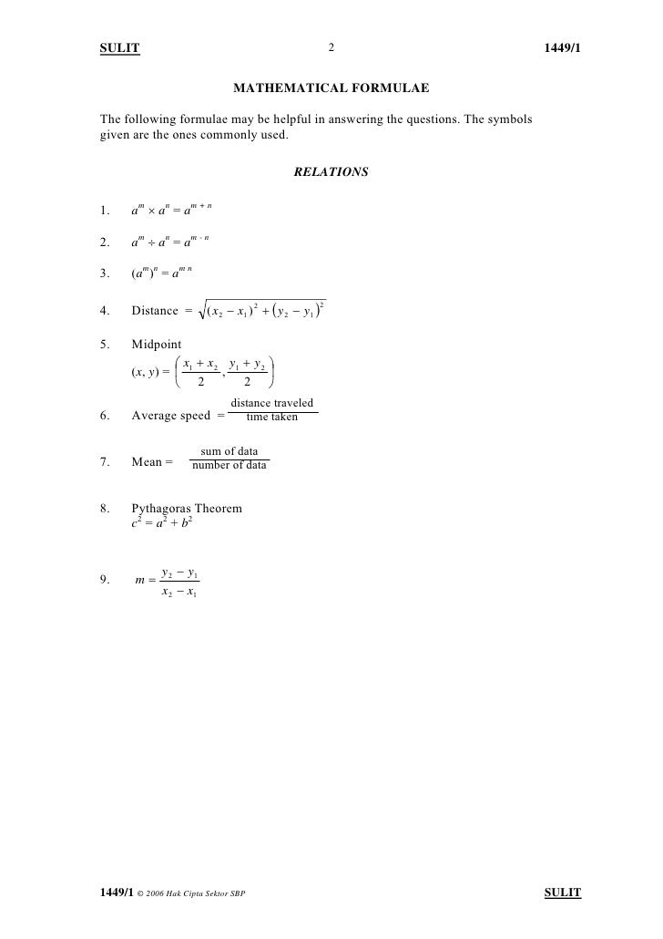 F4 Final Sbp2006 Math P1