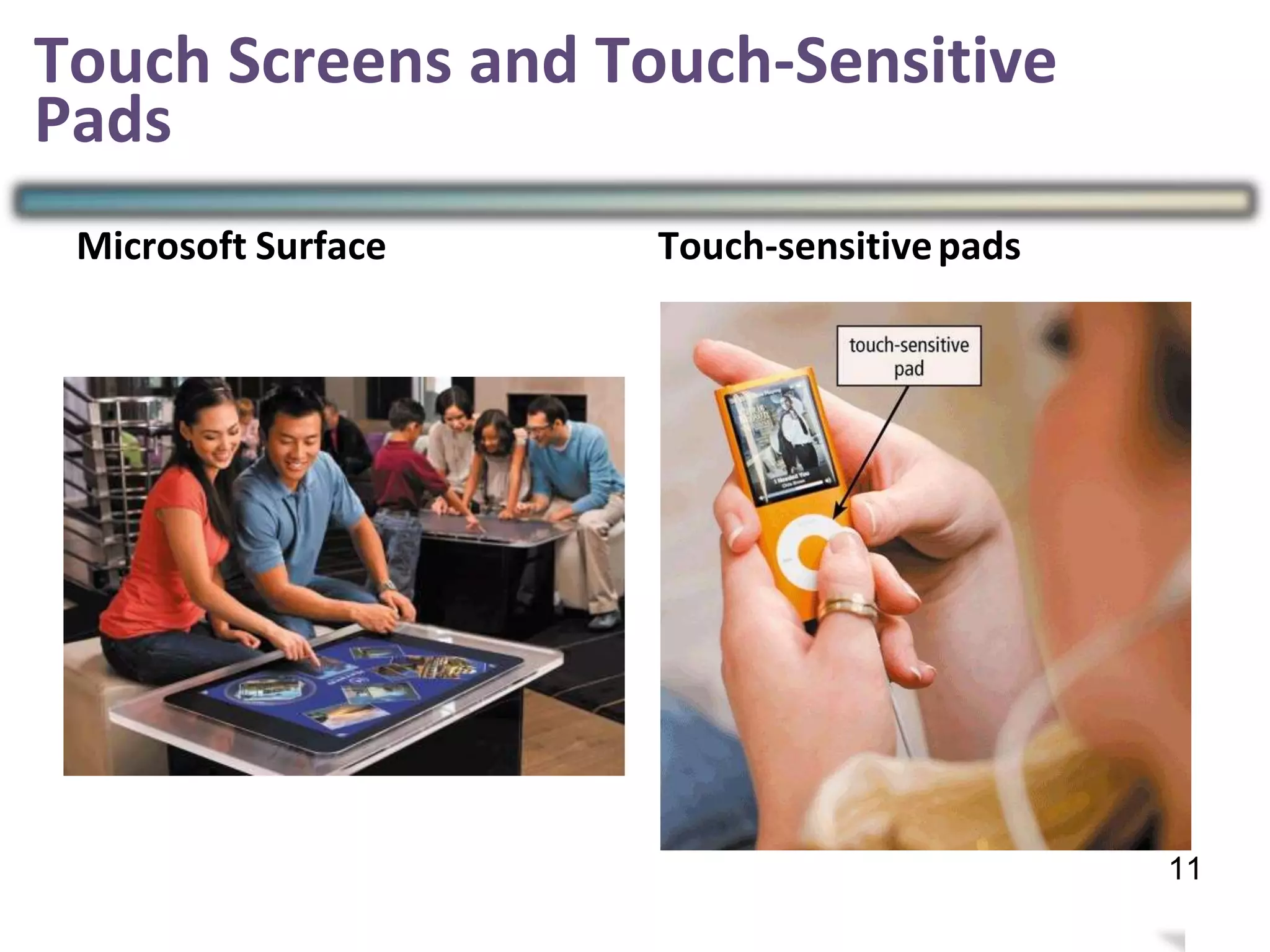Microsoft Surface Touch-sensitivepads
14
Touch Screens and Touch-Sensitive
Pads
11
 
