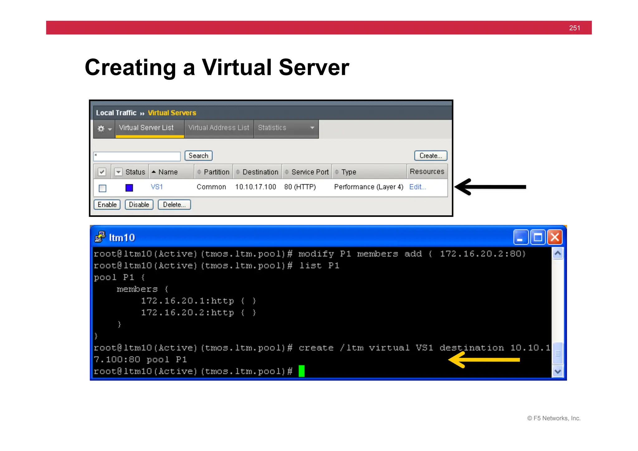 © F5 Networks, Inc.
251
Creating a Virtual Server
 