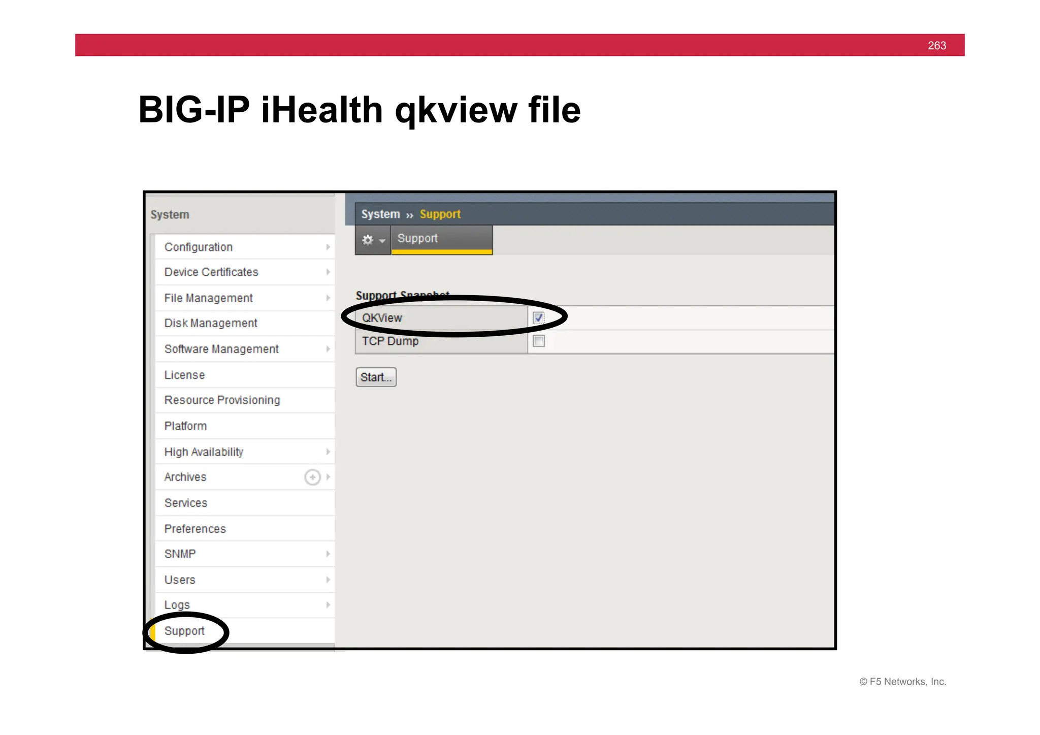 © F5 Networks, Inc.
263
BIG-IP iHealth qkview file
 