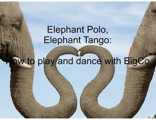 Elephant Polo, 
Elephant Tango: 
How to play and dance with BigCo 
 