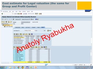 Cost estimate for Legal valuation (the same for
Group and Profit Center)
 
