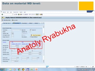 Data on material MD level:
 