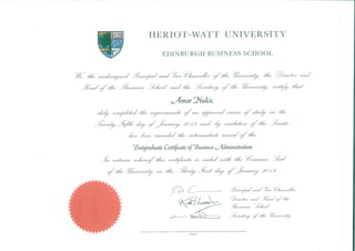 Heriot-Watt - Postgraduate Certificate