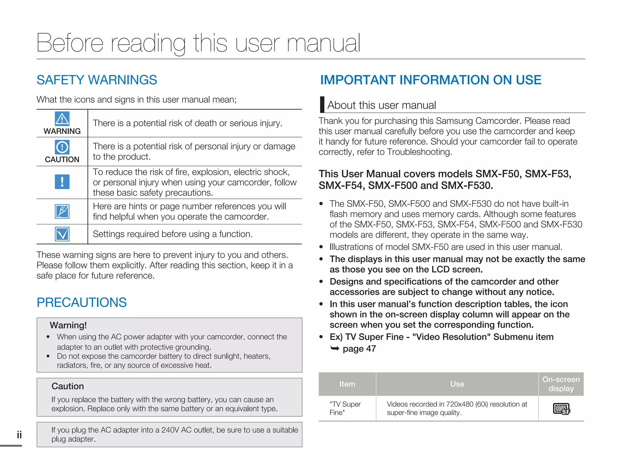 Samsung Digital Camcorder F50 User Manual | PDF