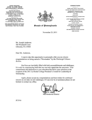 Senate Congratulations Letter