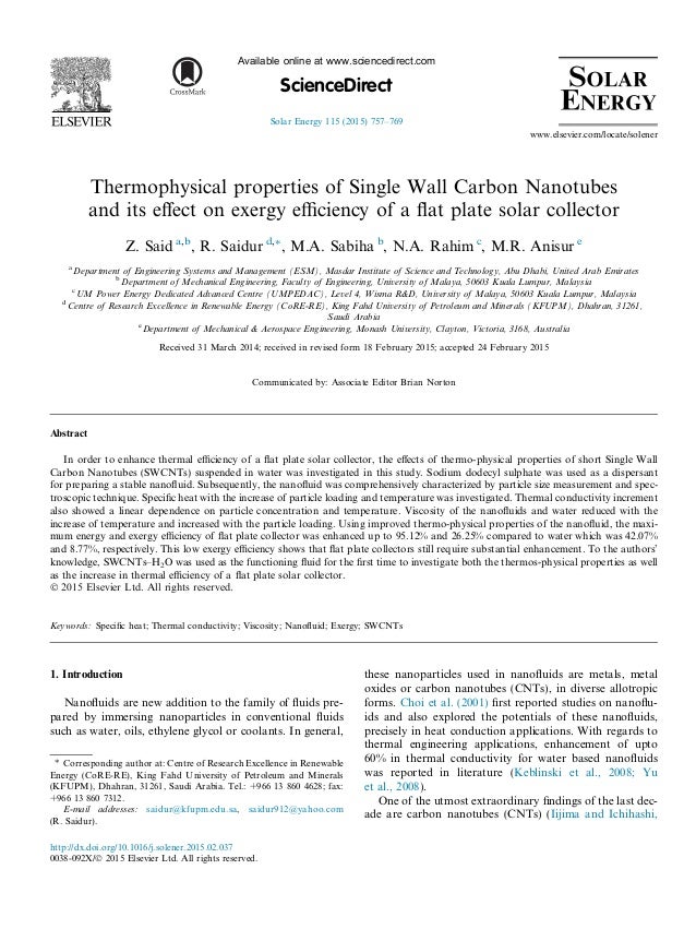 Thermophysical Properties Of Single Wall Carbon Nanotubes