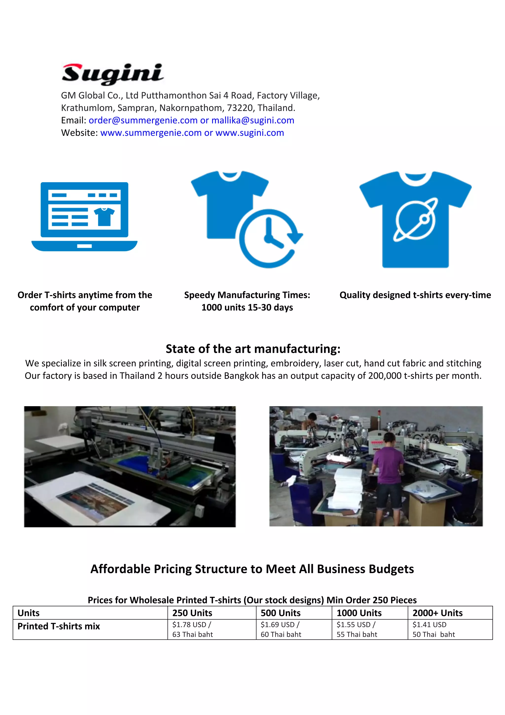 Sugini - t-shirt, wholesale, manufacturing | PDF