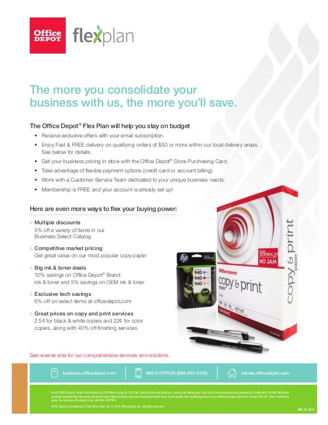 flex plan sell sheet office depot business flyers