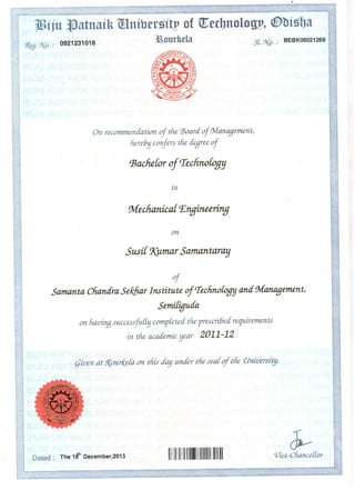 B - tech main certificate