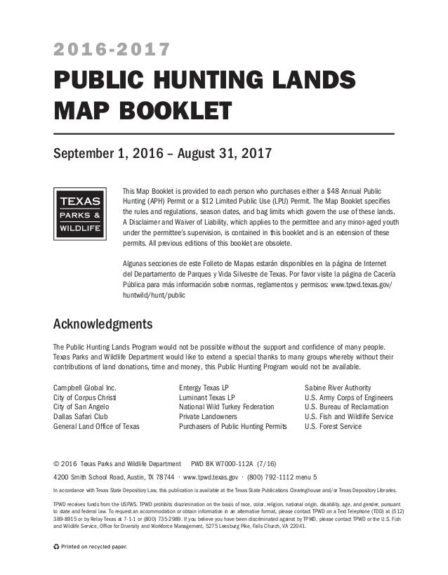 TX Public Hunting Lands Booklet 1617