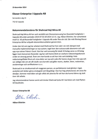 Rosendal Rek.brev från Håkan