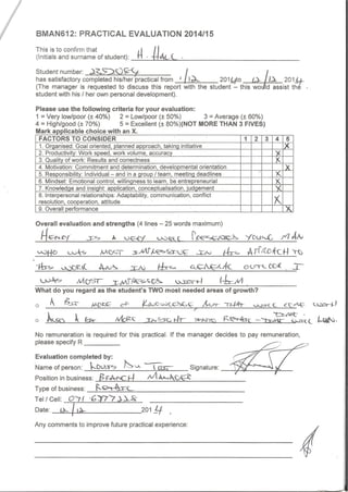 Attachment 7 -Practical Evaluation Report BMAN612 Checkers