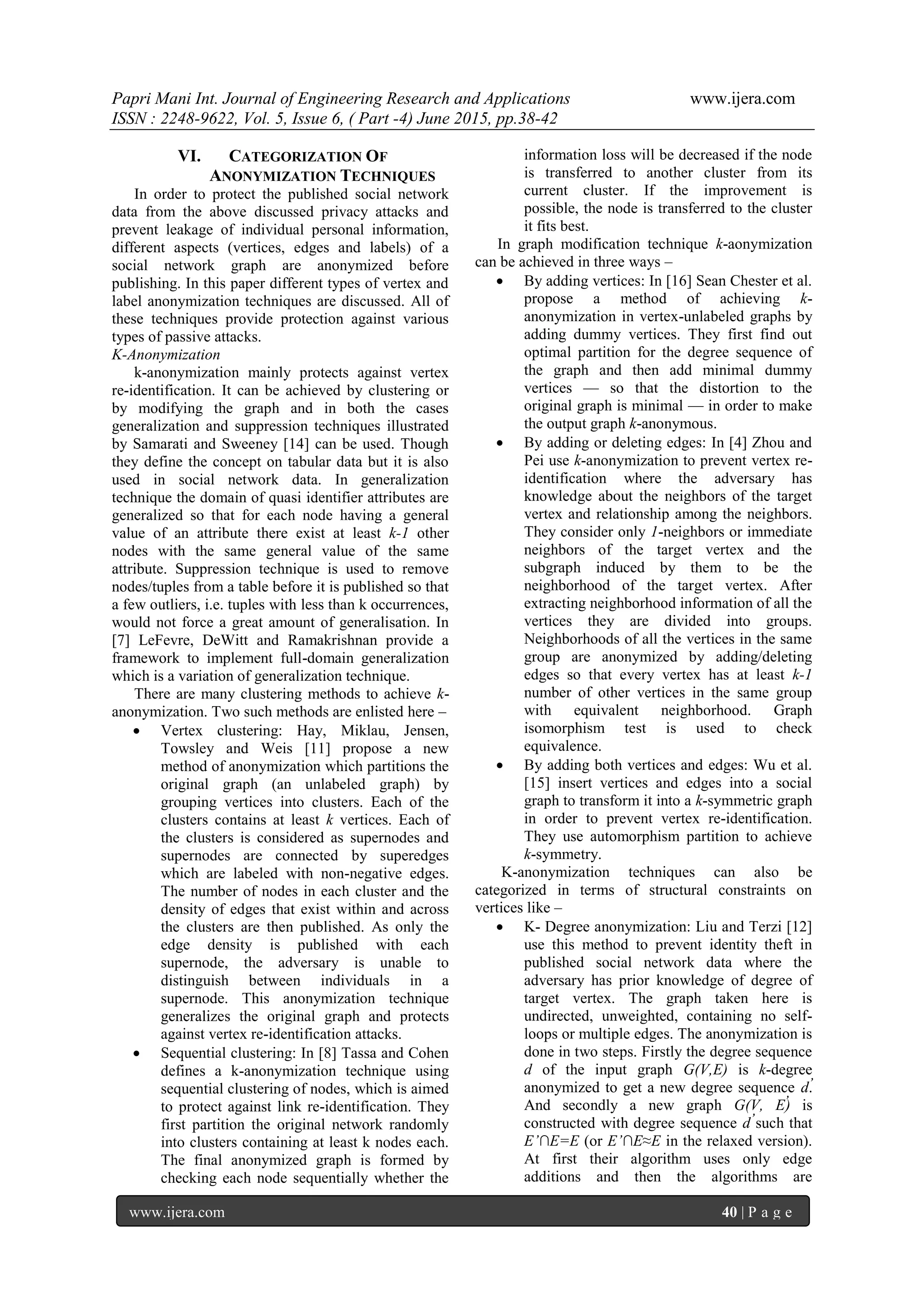 A Brief Survey on Vertex and Label Anonymization Techniques of Online ...