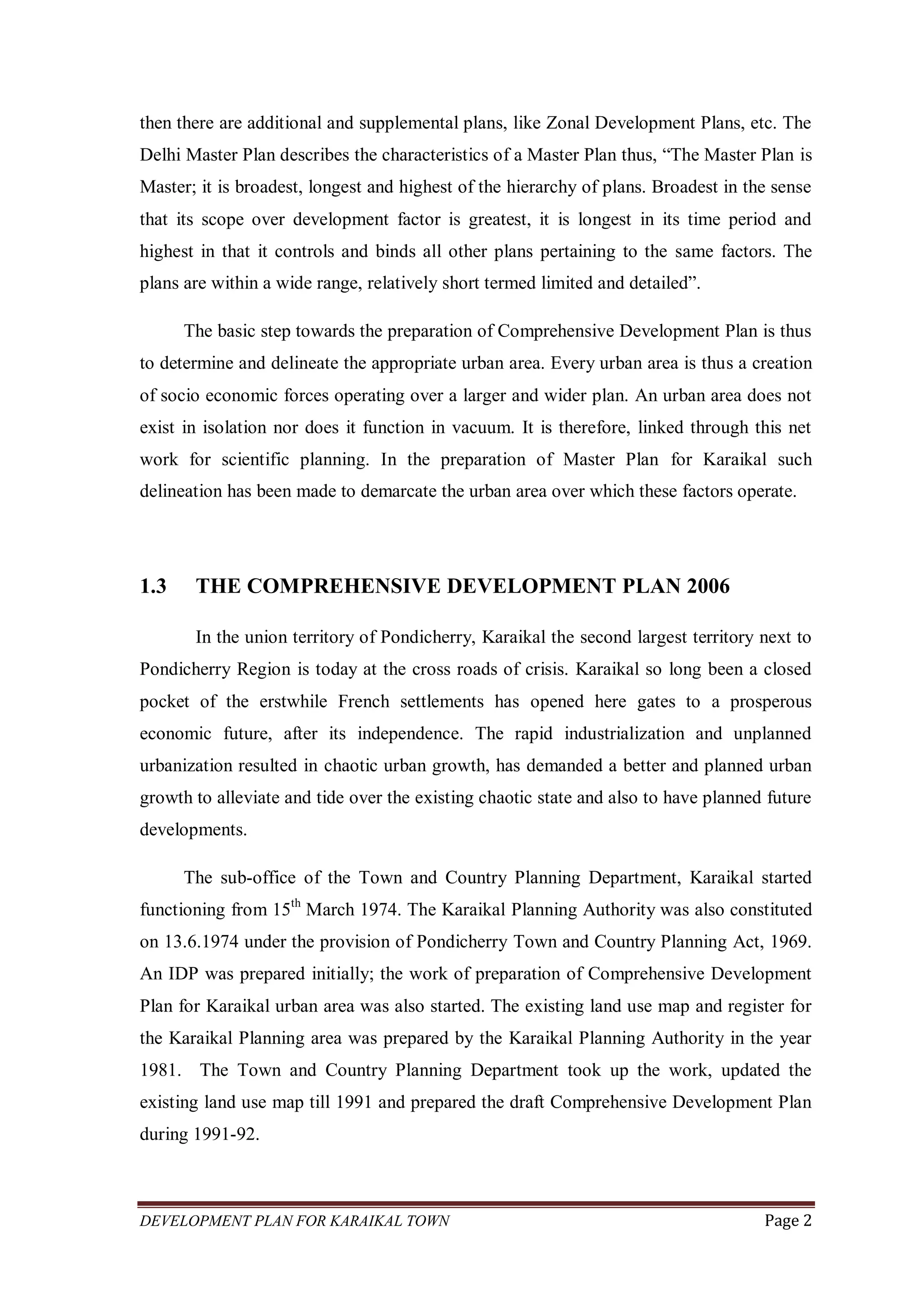 DEVELOPMENT PLAN FOR KARAIKALFINAL | PDF