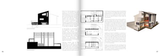 north-west elevation
north-east elevation
As terminals of heating throughout the building
it was choose to use radiant ﬂoor panels at low
temperatures for an optimal reduction of main-
tenance costs as regards the winter consump-
tion and an optimal spread of heat inside the
environments.
For the summer phase it was choose a system of
water-air cooling with air vents inserted in the
false ceiling of the entire building and then using
a principle of controlled mechanical ventilation
for a better comfort internal. As for the southern
part where the big living room s windows illumi-
nate part of the living accommodation of the
ﬁrst ﬂoor, it was decided to use a horizontal
pergola in order to shield the sunlight during the
hottest hours of the day.
Speaking of reuse of rainwater it is found as a
solution the insertion of a storage tank of rainwa-
ter inside the garden pertaining the house for
reuse of the water. Passing to the remaking fully
of the cover has been used wood as a funda-
mental matter in order to weigh as little as possi-
ble on the existing structure and at the same
time a better ecological impact on the materiali-
ty of the intervention.
Finally it is introduced for the coverage of the
little apartment of 40 mq, the solution of the roof
garden in such a way to serve as real disengage-
ment green entrance, positioned above it, for
accommodation on the ﬁrst ﬂoor.
52,5 10m
ground ﬂoor
ﬁrst ﬂoor
second ﬂoor
ground ﬂoorground ﬂoorground ﬂoor
ﬁrst ﬂoorﬁrst ﬂoor
second ﬂoorsecond ﬂoor
86 87
About the thermal dispersion it was
choose to use materials particularly
performing as the technical solution
of the coat: doing so you could literally
lean to the existing walls a new layer in
the same way solve the problem of
thermal and composition. Solution
which in terms of technique it is the
most common used for a classical
insulation of a preexistence, but in this
case remodeled and reconﬁgured in a
way to assume particular importance
in the ﬁeld of aesthetic design.
As technologies of maintenance of
the building, in order to arrive at
solutions 'zero emission' it was
decided to position a heat pump in a
protected position but still outside, so
as to allow the right cooling and
heating throughout the arc of years
powered by photovoltaic solar
trackers and assisted in small part by a
boiler for the winter. kghjvjhgjgfhgbf
Optimum solution with as little
intervention as possible on the
original structure with regard to the
repositioning of the new facilities, it
has been the choice of incorporating
within external vertical elements the
new pipes, electrical cables and so on.
jvjjhgjgfhhgbbff
 