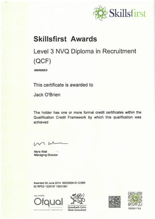 Level 3 NVQ Diploma in Recruitment