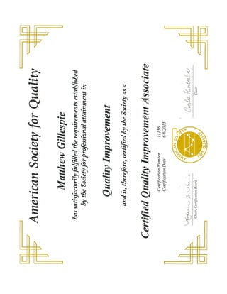 ASQ CQIA Certificate