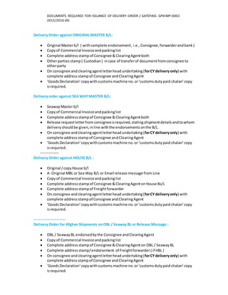 2... DOCUMENTS REQUIRED FOR ISSUANCE OF DELIVERY ORDER GATEPASS GPKIMP ...