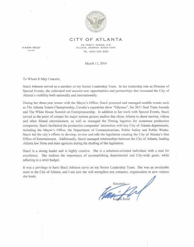 recommendation letter from kasim reed mayor recommendation letter