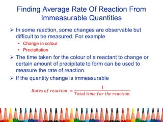 Finding Average Rate Of Reaction From
Immeasurable Quantities
 