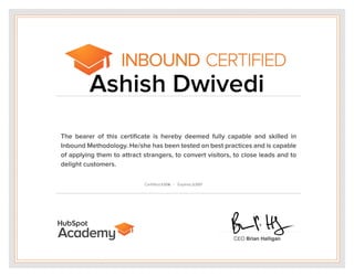 Inbound Certificate - Ashish Dwivedi