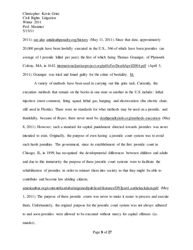 the history of the execution of juveniles since 1642 Essay on should the death penalty apply to juvenile have been executed since 1973, their date and place of execution, granger execution in 1642 and. the history of the execution of juveniles since 1642 Essay on should the death penalty apply to juvenile have been executed since 1973, their date and place of execution, granger execution in 1642 and.