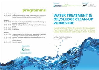 Leaflet Water Treatment & Oil Sludge Clean-Up Workshop 2014