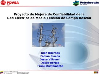 Proyecto de Mejora de Confiabilidad de la
Red Eléctrica de Media Tensión de Campo Boscán
Juan Biternas
Fabian Pineda
Jesus Villasmil
Jesus Borjas
Frank Bustamante
 
