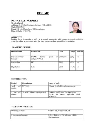 RESume priya | DOCX
