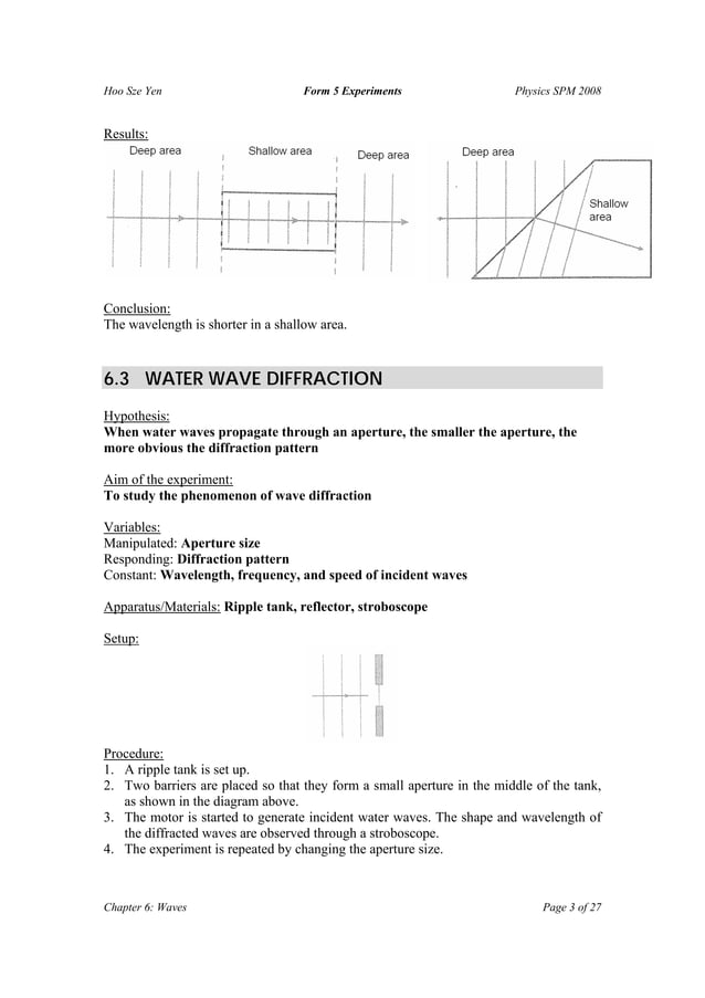 F5 Physics Experiment List