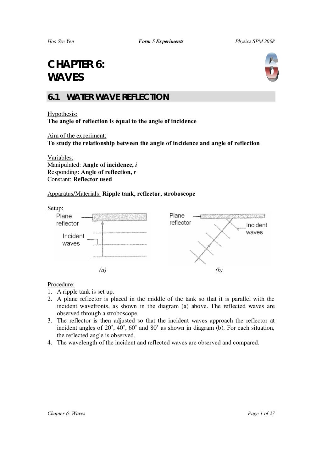 F5 Physics Experiment List