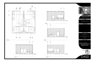 Level 1
100' - 0"
22.1
2'-621/32"
3'-11/4"
3'-4"
2'-1"
Level 1
100' - 0"
2 2.1
2'-113/4"
1'-5"
1'-41/4"
2'-1011/16"
2'-31/4"
G.7 H
2
2.1
1
D402
2
D402 4
D402
5
D402
ø 5' - 0" ø 5' - 0"
3'-0"
3'-0"3'-0"
3'-0"
7' - 4 1/2" 8' - 11 3/4"
Level 1
100' - 0"
22.1
1'-5"
2'-113/4"
2'-31/4"
Level 1
100' - 0"
2 2.1
3'-11/4"
2'-71/32"
2'-1"
3'-4"
Nicholas Ramsingh
ARCHITECT
CLIENT
REVISIONS
PROJECT INFO
SHEET INFO
SCALE:
PLAN NORTH
TRUE NORTH
As indicated
D402
Brunsfield Group LLC
Project #110
Bathroom
Project Complete: 100%
04/27/16
3/8" = 1'-0"
1
Section 4
3/8" = 1'-0"
2
Section 10
1/2" = 1'-0"
3
Bathroom
3/8" = 1'-0"
4
Section 11
3/8" = 1'-0"
5
Section 12
 