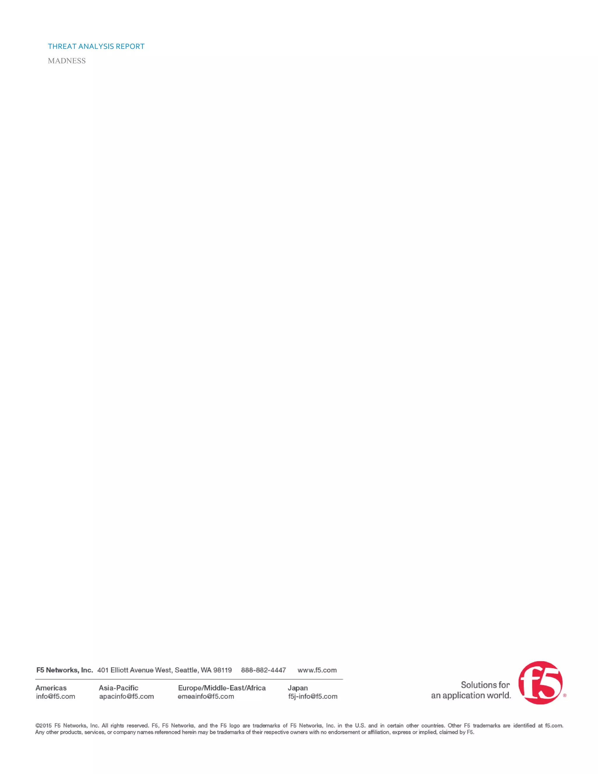 THREAT ANALYSIS REPORT
MADNESS
 