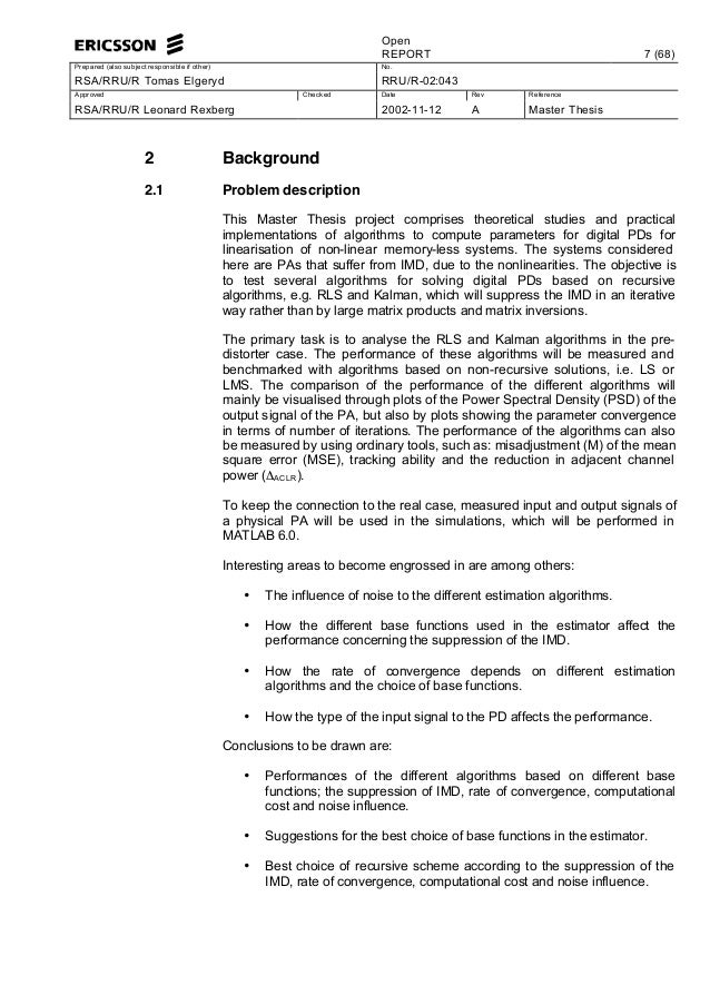 Master thesis theoretical background