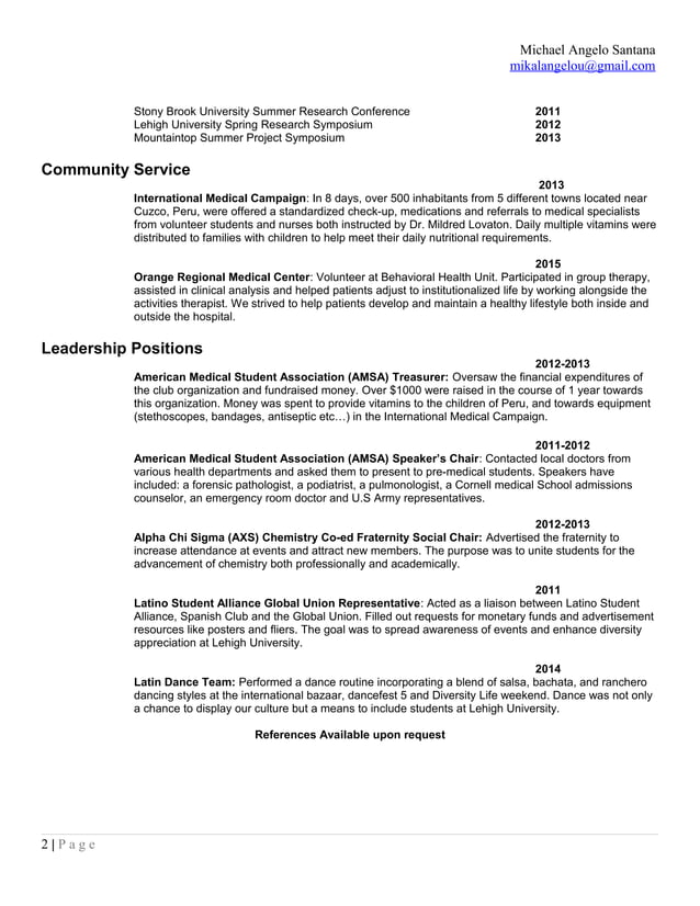 Most Recent Resume DOC Science
