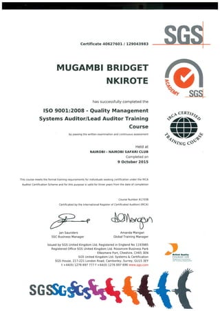 QMS lead auditor certificate