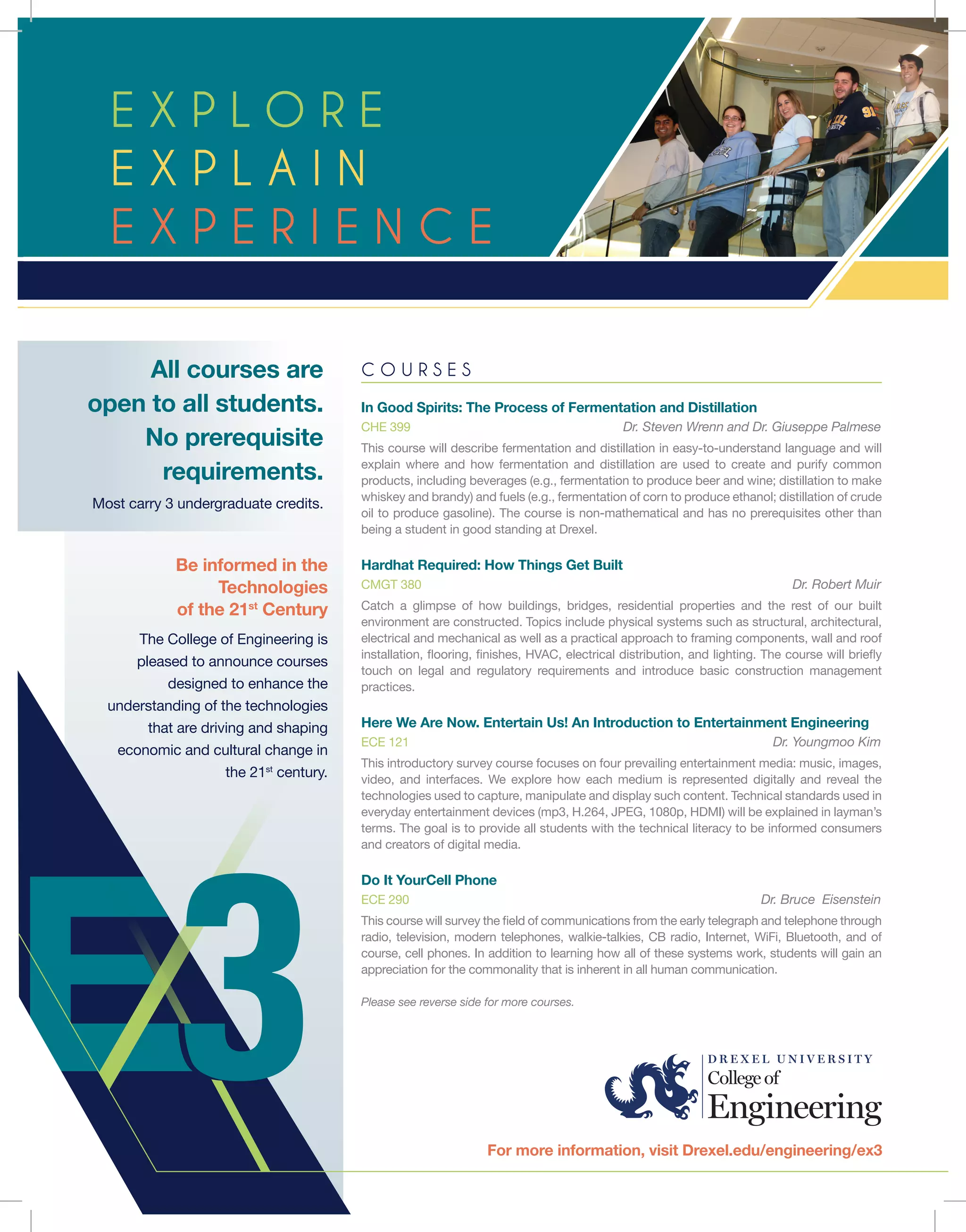 Drexel University Ex3 Course Flyer 2015 PDF Robotics Technology