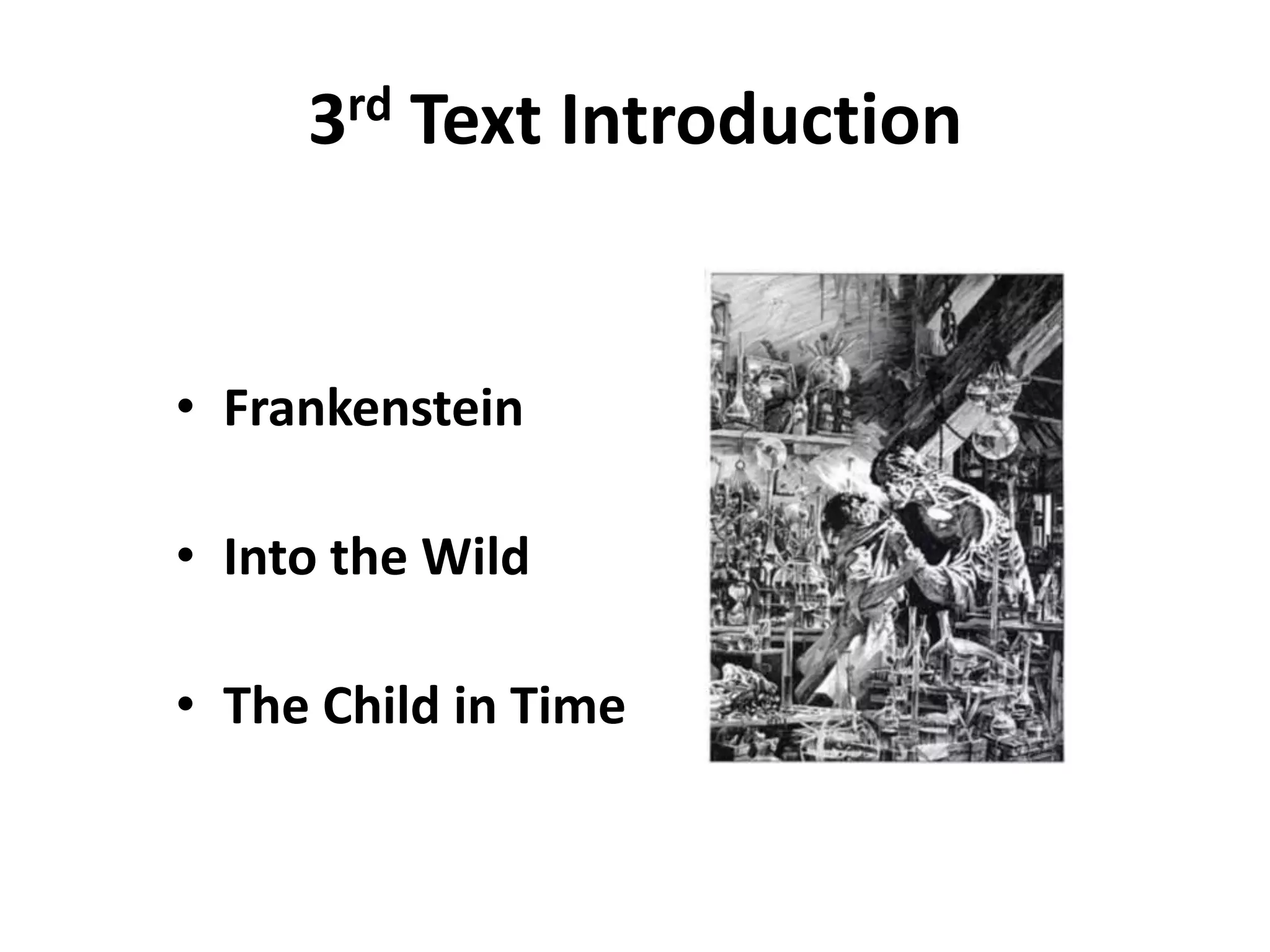3rd Text IntroductionFrankensteinInto the WildThe Child in Time