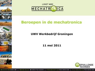 Beroepen in de mechatronica
UWV Werkbedrijf Groningen
11 mei 2011
 