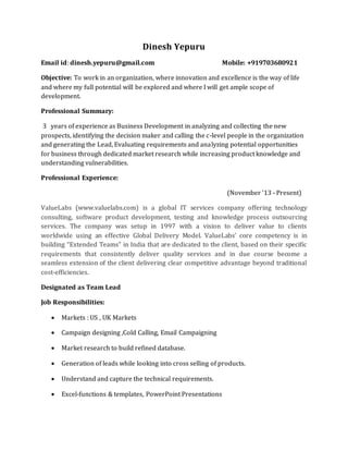 Dinesh Profile BDE | DOCX