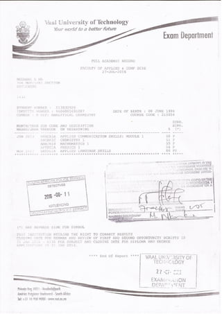 Degree Academic trasncript