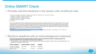 Online SMART Check
• Provides real time feedback in the session with conditional rules
• Reinforce deadlines with an acknowledgement statement
 