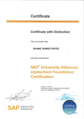 S.Sayed - SAP ERP Certificate