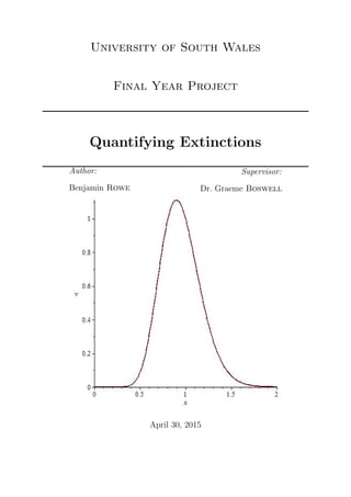 University of South Wales
Final Year Project
Quantifying Extinctions
Author:
Benjamin Rowe
Supervisor:
Dr. Graeme Boswell
April 30, 2015
 