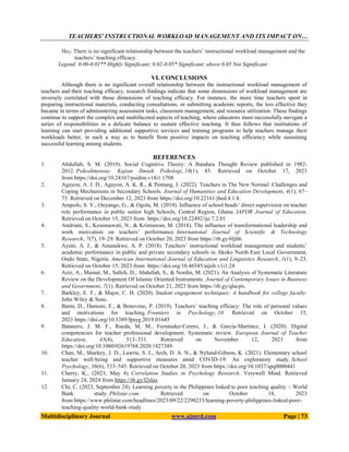 Teachers' Instructional Workload Management and Its Impact on Teaching ...